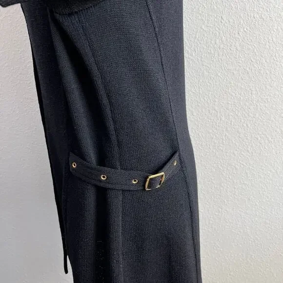 St. John Collection Knit Top Women's 12 Black Button Down Blouse Short Sleeve - Picture 5 of 8